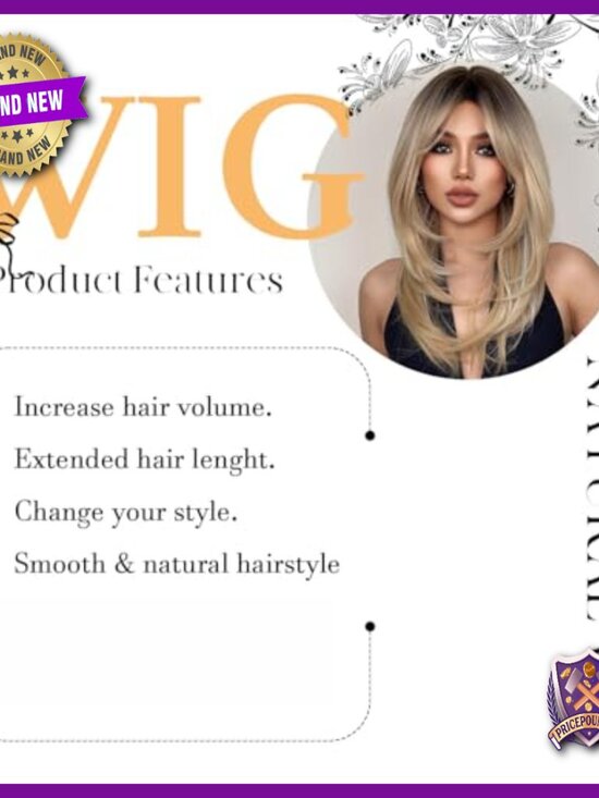 Long Curly Layered Human Hair Wig with Bangs Heat Resistant Lightweight main image 4